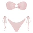thumbnail image 1 of Women Swimsuits Solid Color Strapless Backless Gathering Separate Bikini Pink Bathing Suit for Women M, 1 of 3