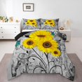 thumbnail image 1 of Erosebridal Vibrant Sunflower Bedding Comforter Set, Rustic Floral Comforter Sets , Grey Yellow Reversible Down Comforter, Microfiber Room Decorative, 2 Pieces, 1 of 8