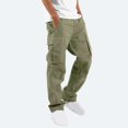 thumbnail image 2 of Men‘s Elastic Waist Loose Fit Lightweight Workwear Casual Cargo Pull On Pants With Multi Pockets, 2 of 9