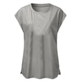 thumbnail image 4 of T-shirt Décontracté pour Femmes, Uni, Col Rond, Coupe Ample, Manches Courtes, Chandail à Enfiler, 4 of 9