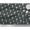 thumbnail image 3 of Soimoi Tissu Popeline de Coton Design Quatrefoil, Feuilles & Roses Imprimé Floral 1 Yard 42 Pouces de Large, 3 of 3