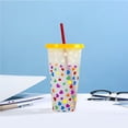 thumbnail image 4 of Oleegame 2PC Glass Bottle Creative Water Cup Heart Shape Cup PP Plastic Straw Cup Heart Shape Plastic Transparent Straw Cup 710ml Cold Change Temperature Sensitive Plastic Cup, 4 of 5