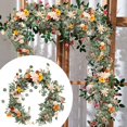 thumbnail image 2 of Realistic Artificial & Rose Greenery Garland For Wedding Table Chair Decor Faux Botanical Vine With Lifelike Leaves For Rustic Arch Centerpiece Arrangement, 2 of 9