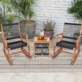 thumbnail image 4 of Costway 3pcs Patio Acacia Wood Bistro Table Rocking Chair Set All-Weather Rope Outdoor, 4 of 10