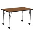 thumbnail image 1 of Mobile 24''W x 60''L Rectangular Oak HP Laminate Activity Table - Standard Height Adjustable Legs, 1 of 3