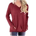 thumbnail image 1 of zanvin T-Shirts Surdimensionnés Chemises pour Femmes Unies Chandails d'Entraînement Décontractés Basiques Chandail à Manches Longues Classique Col Rond Hauts, 1 of 5