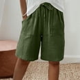 thumbnail image 2 of Oksale Plus Size Womens Bermuda Shorts Elastic High Waisted Drawstring Beach Shorts with Pockets Loose Solid Color Wide Leg Shorts for Going Out Green S, 2 of 9