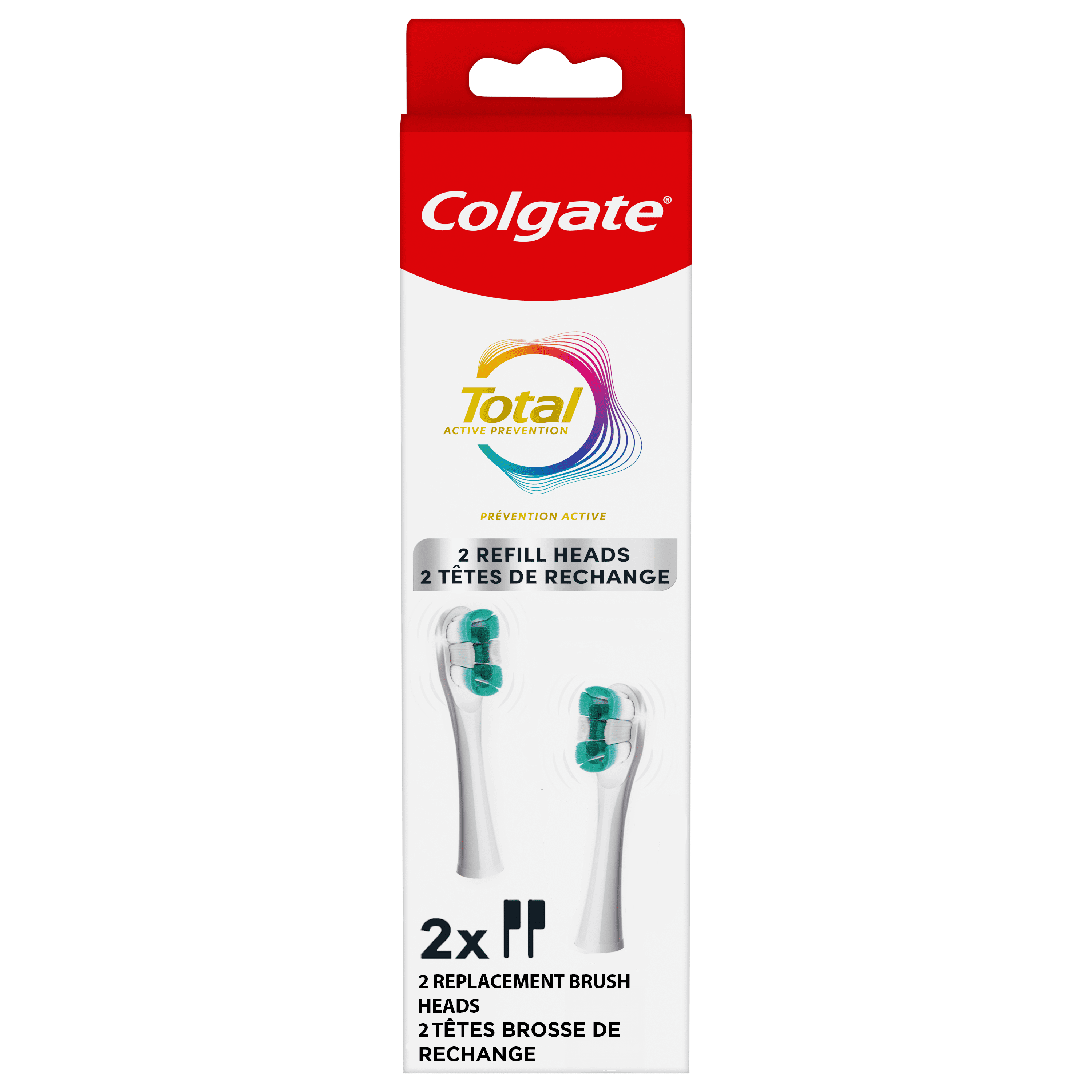 Colgate Total Têtes de Brosse à Dents à Piles de Remplacement, Blanches, 2 Paquets