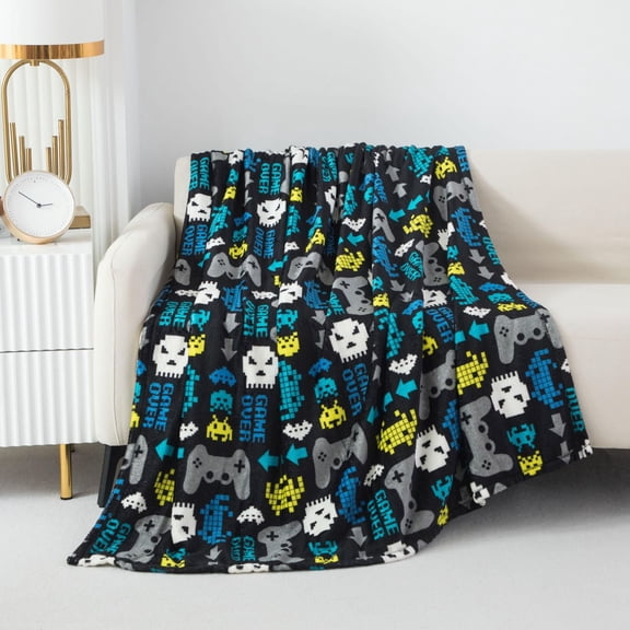 Mainstays Kids Couverture Jetée en Peluche Game Over