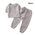 thumbnail image 4 of Spring Summer Children T-shirt Elastic Waist Trouser Set Children Simple Design Long Sleeve Round Neck Tops Pants Kit Clothes Birthday Gift Grey 90cm, 4 of 9