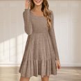 thumbnail image 2 of cfhntfmh Robe Chandail à Manches Longues pour Femmes Robe Mini en Tricot Doux à Manches Longues Décontractée d'Automne Col Rond Robe Moulante Côtelée, 2 of 6