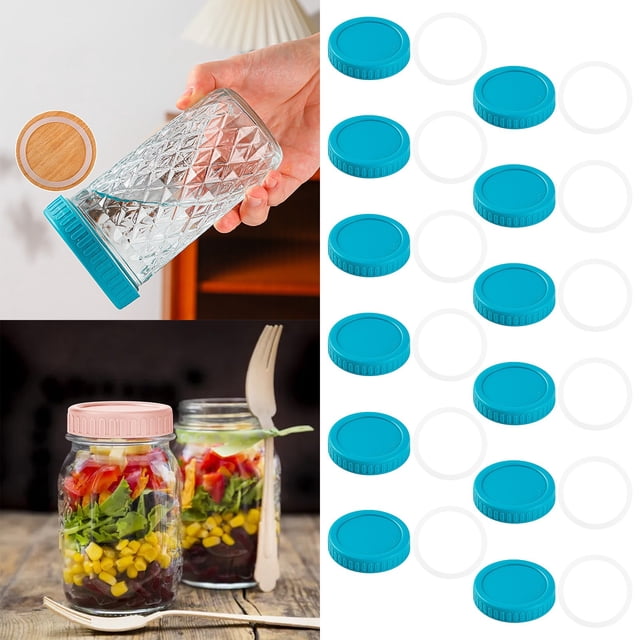 Food Storage Glass Bottle Lids for Jars - Versatile Leakproof Scratch Proof Storage Solutions for Kitchen and Outdoor Use - Pack of 12 12PCS