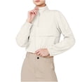 thumbnail image 1 of Timegard Hauts pour Femmes Col à Revers Fermeture Éclair Manches Longues Crop Top Cordon de Serrage Randonnée Plein Air Protection T-Shirt, 1 of 7