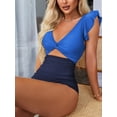 thumbnail image 5 of Charmo Ruffled One Piece Swimsuit for Women High Cut Bathing Suits Backless Monokini Swimwear, 5 of 5