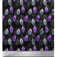 thumbnail image 1 of Soimoi Black Viscose Chiffon Fabric Peacock Feather Print Fabric by the Yard 42 Inch Wide, 1 of 3