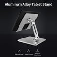 thumbnail image 2 of Graflsoa Adjustable Aluminum Alloy Phone & Tablet Stand, Foldable & Portable, Non-Slip Silicone Base, Silver/Grey, 180° Angle, Compact Design, 2 of 7