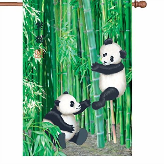 Premier 52438 House Illuminated Flag, Playful Pandas, 28 by 40-Inch