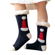 FhsagQ Socks Socks for Women 2 Piece Womens Fuzzy Slipper Socks Winter Thermal Snowflake Christmas Stockings Fluffy Warm Indoor Home Socks Women's Socks Womens Socks Socks Navy One Size