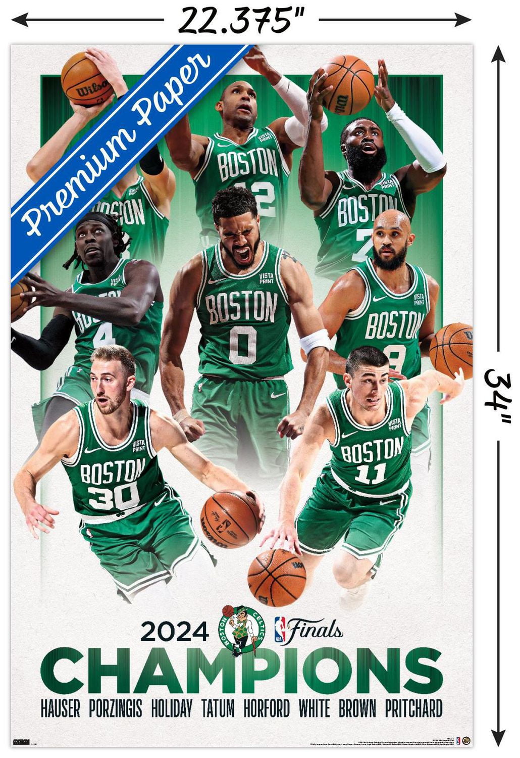 NBA Boston Celtics - 2024 NBA Finals Champions Wall Poster, 22.375" x 34" Framed