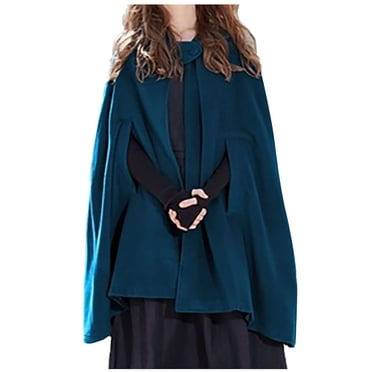 Pisexur Women's Winter Gothic Cape Cute Batwing-Sleeve Hooded Wool Baggy Poncho Cape Cardigans Outwear Jacket Cloak