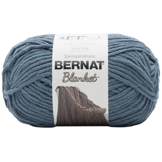 Bernat® BlanketTM #6 Super Bulky Fil de Polyester, Vert Orageux 10.5oz/300g, Écheveau Centré de 220 Yards, Fil 100 % Polyester Style Chenille #6 Super Bulky en Vert Orageux; Pelote de 300g (220 yd) avec pile Bouclée. Convient aux afghans, Couvertures et Oreillers Surdimensionnés; l'Étiquette Indique la Jauge et l'Entretien (8 mm / US L-11).