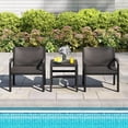 thumbnail image 1 of Costway 3 Piece Patio Furniture Set with 2 Modern Rattan Armchair & 25" Squire Side Table Black, 1 of 10