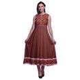 thumbnail image 1 of Bimba Robe Anarkali à Col Mandarin Imprimée Damassé Brick Red2 pour Femme, Kurta Ethnique Indienne, Très Grand, 1 of 6