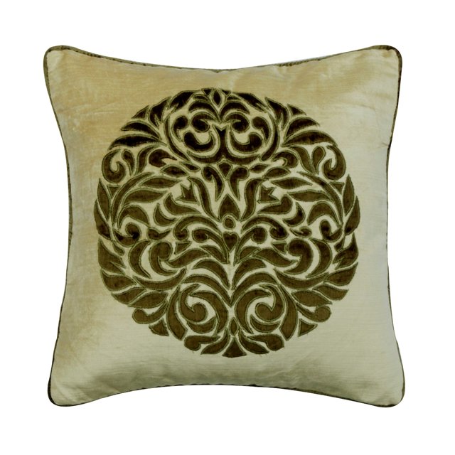 The HomeCentric Pillow Covers With Zippers, Green Pack of 2, 18"x18" Throw Pillow Cover For Sofa, Velvet Applique Pillowcase With Zipper, Floral Pattern Contemporary Easter - Olive Scent