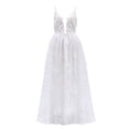 thumbnail image 4 of Robes de Fête Blanches Robe Élégante en Dentelle pour Femme Décolleté en V Profond à Bretelles Robe de Mariée de Mariage Robe de Soirée Robes d'Invitée de Mariage pour Femmes, 4 of 6