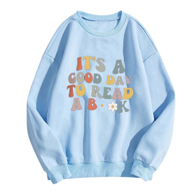 Meichang Chandails en Molleton Surdimensionnés pour Femmes Épaules Tombantes Pull Décontracté Manches Longues Col Rond Chandails en Molleton Confortables Pull Graphique Mignon