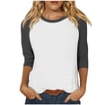 thumbnail image 1 of FNFYFH Liquidation Walmart + Offres de la Semaine T-Shirts de Baseball à Manches 3/4 pour Femmes 2025 Été Décontracté Col Rond Chandail Athlétique Manches Raglan Hauts Légers Blouses à Empiècements, 1 of 7