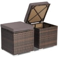 thumbnail image 1 of Costway 2 Pcs Poufs de Patio en Rotin Table d'Appoint Coffre de Rangement Repose-Pieds avec Coussins Gris, 1 of 10