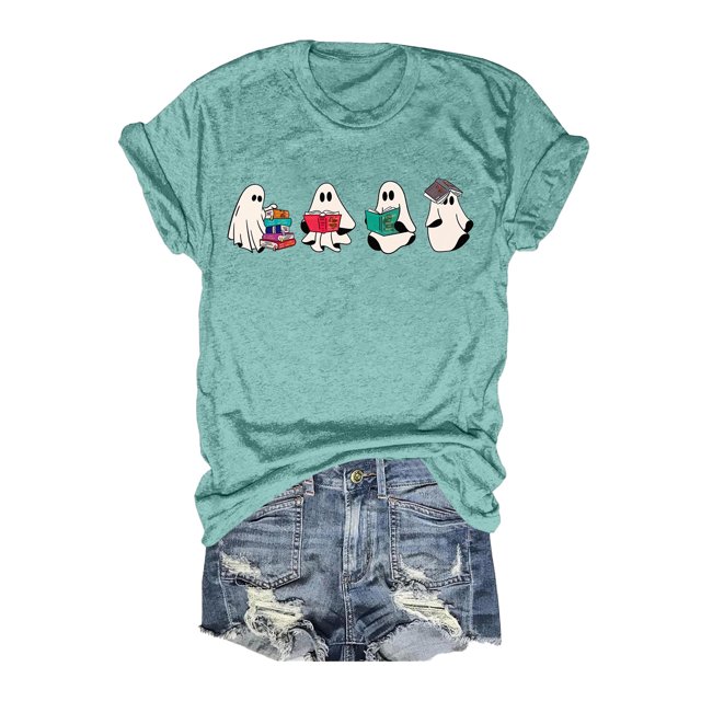 LUOGENLI T-shirts pour Femme pour Femmes T-Shirt à Manches Courtes à Imprimé Floral à la Mode pour Célébration de Jour / Haut à Col Rond T-shirts pour Femmes T-shirts Graphiques T-shirts Amusants Adulte St. Patrick Bleu Clair P