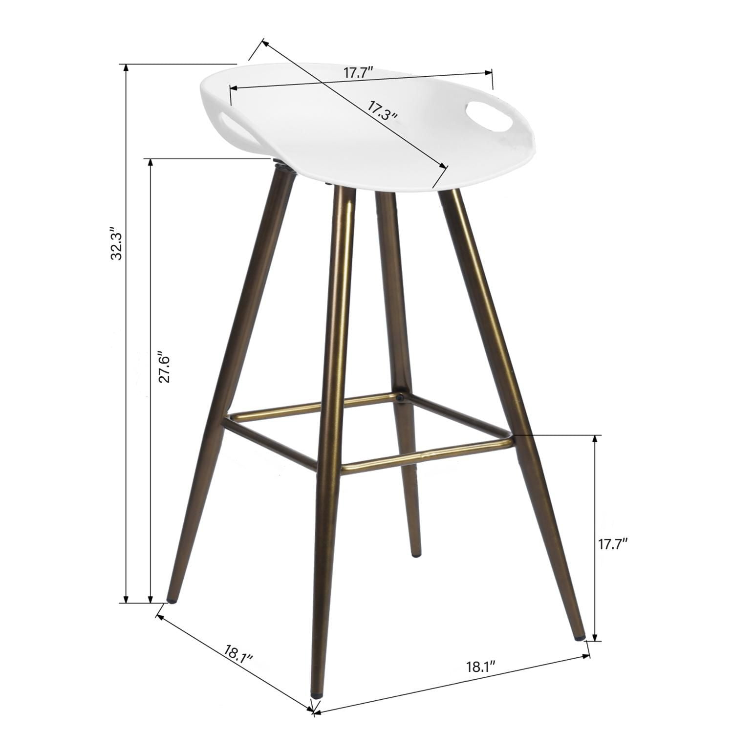 Homylin Ensemble de deux tabourets de bar modernes, hauteur de comptoir de 28 pouces, avec pieds en métal doré et repose-pieds, chaises de bar sans accoudoirs pour la maison, le bureau ou l'îlot de cu