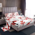 thumbnail image 1 of Erosebridal Ensembles de Draps Très Grand à Fleurs Japonaises, Draps de Lit Très Grand à Fleurs Rouges, Literie Très Grand Taille Fleurs de Cerisier, Décoration de Chambre Légère, 4 Pcs, 1 of 6