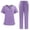 Purple, variant on 2 Piece Jogger Scrub Set for Women Classic Fashion Nursing Uniforms Short Sleeve Cross Neck Tops and Pants Medical Uniform, Hot Pink, M