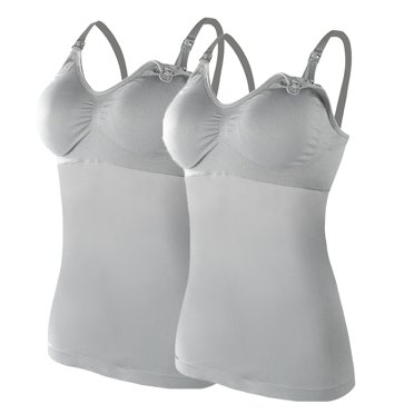 Ketyyh-chn99 Maternity Bras Pregnancy Women's Comfort Bralette Womens Nursed Tank Tops Bra Top For Breastfeeding Maternity Camisole Brasieres 2PC With 4PC Pads Grey,M