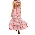 thumbnail image 4 of FOCUSNORM Women Sexy Backless Slit Dress Tie-dye Pattern Deep V-neck Sleeveless, 4 of 8