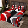 thumbnail image 2 of Erosebridal Red Gray Black White Coverlet Set Twin, Geometric Stripes Bedding Set, Modern Room Decor 2pcs, 2 of 5