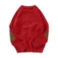 thumbnail image 2 of Styesk Mens Sweater Solid Color Pullover Sweater Cable Knit Patchwork Crewneck Sweater Comfy Soft Oversized Sweater Casual Loose Sweaters with Ribbing Edge, 2 of 3