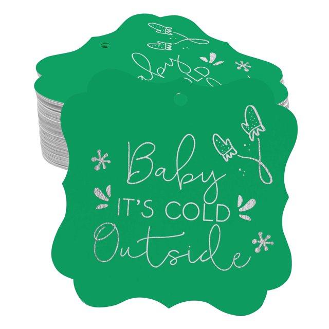 Inkdotpot Étiquettes Suspendues en Papier en Forme de Support en Feuille d'Argent Véritable Bébé Il Fait Froid Dehors Étiquettes pour Cadeaux de Shower de Bébé Lot de 100