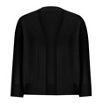 thumbnail image 3 of Penkiiy Cardigan Court à Manches 3/4 pour Femme, Ouvert à l'Avant, Boléros Courts, Cardigans, Chandails Légers, S Noir, 3 of 5