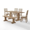thumbnail image 3 of Pemberly Row 6-Piece Modern Wood Dining Set in Rustic Brown/Cream, 3 of 16
