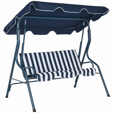 Outsunny Balançoire de Patio à 3 Places, Balançoire d'Extérieur avec Auvent Réglable