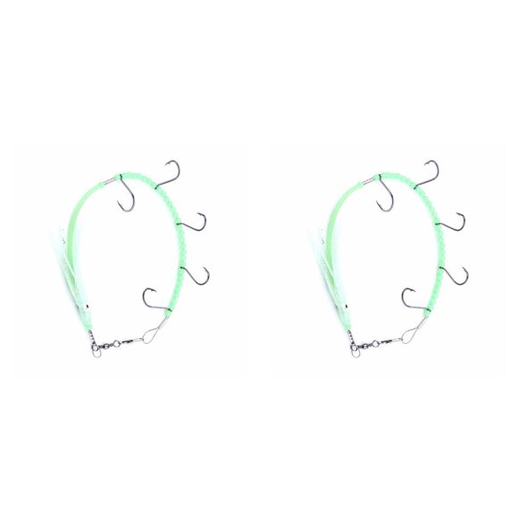 Wweixi Leurres en Plastique Flexibles Appât Artificiel Noctilucent Perles Lumineuses Hameçon de Pêche Couleur Mixte Toupie 2 Ensembles