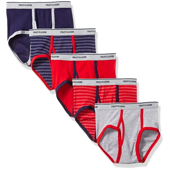 Fruit of the Loom Caleçons Courts Mode Unis/à Rayures pour Garçons, Lot de 5, L