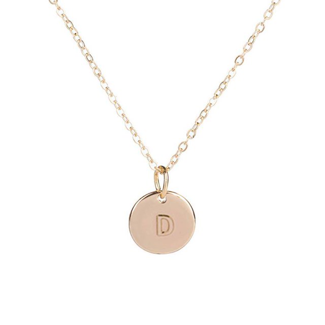 Collier Pendentif Rond en Forme de Pièce Alphabet Disque Chaîne de Cou Collier Femme Chandail Fille Cadeau Femme Bijoux