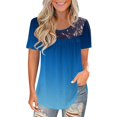 thumbnail image 2 of AMERTEER Femmes Mode Dentelle Uni à Empiècements Col Rond Manches Courtes T-Shirt Blouse Hauts T-Shirt pour Femmes, 2 of 6