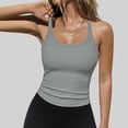 thumbnail image 2 of ohmzyzo Womens Workout Tank Tops V Neck Racerback Going Out Crop 2025 Trendy Top Summer Sleeveless Ribbed Camisole, 2 of 8