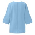 thumbnail image 5 of Dealovy Plus Size Shirts for Women 3/4 Sleeve Notch V Neck Cotton Linen Tops Summer Solid Color Tees, 5 of 5